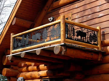 Railing for Balcony on Log Cabin