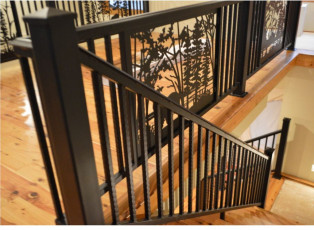 Loft Railing Metal Spindles balustrade with art