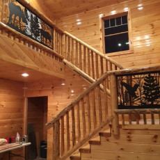 Moose cabin log railing insert