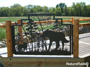 Deck Custom Gate with Wolves - #24 - by NatureRails.com