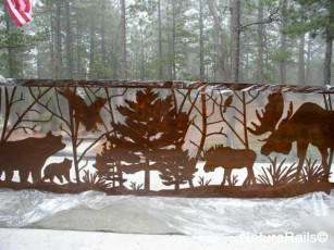 Metal Deck Railing with Moose and Bear - by NatureRails.com