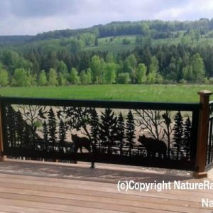 Decorative Deck Railing - Swallow and Bear in the Forest