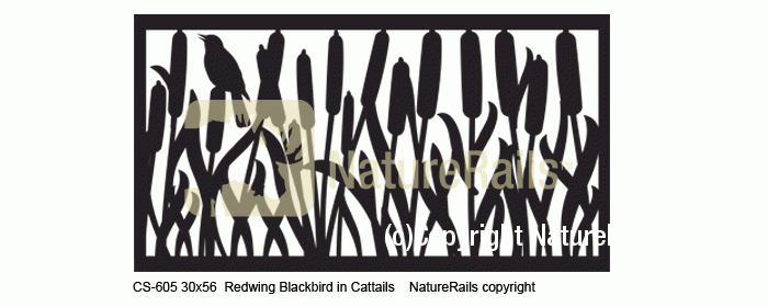 Custom Designed Railing - Redwing Blackbird in Cattails