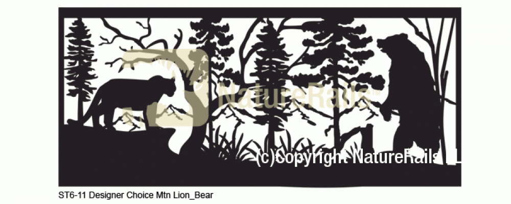 Decorative Railing Insert - Metal Art Rails - Cougar and Grizzly Bear