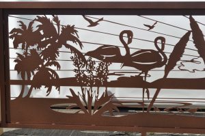 Railing with Palms and birds
